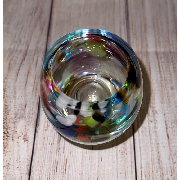 Confetti Hand Blown Candle Holder Votive Great Condition - Picture 3 of 12